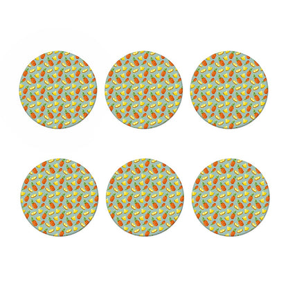 Watercolor Pineapple Pattern Print Coaster Set