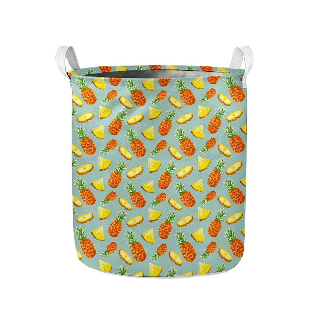 Watercolor Pineapple Pattern Print Collapsible Laundry Basket