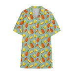 Watercolor Pineapple Pattern Print Cotton Hawaiian Shirt
