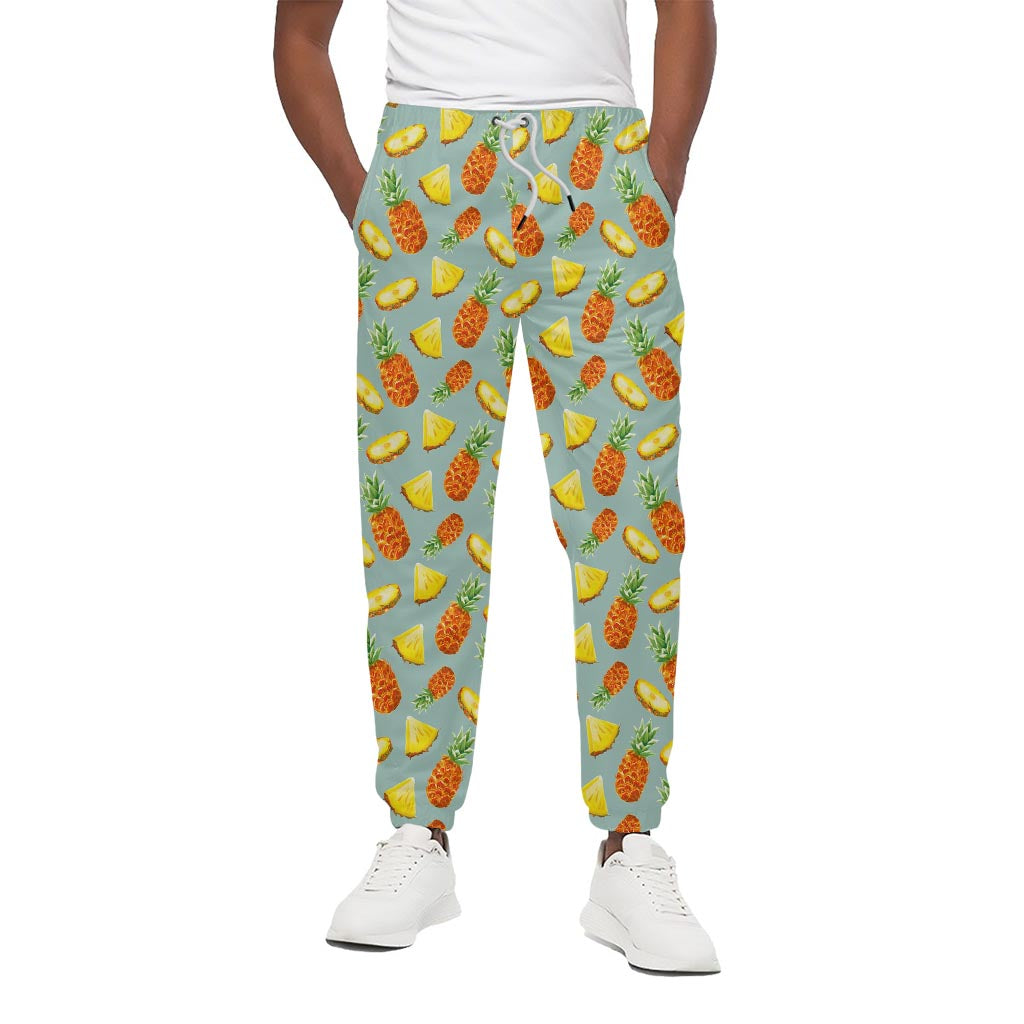 Watercolor Pineapple Pattern Print Cotton Pants
