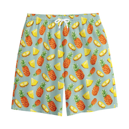Watercolor Pineapple Pattern Print Cotton Shorts