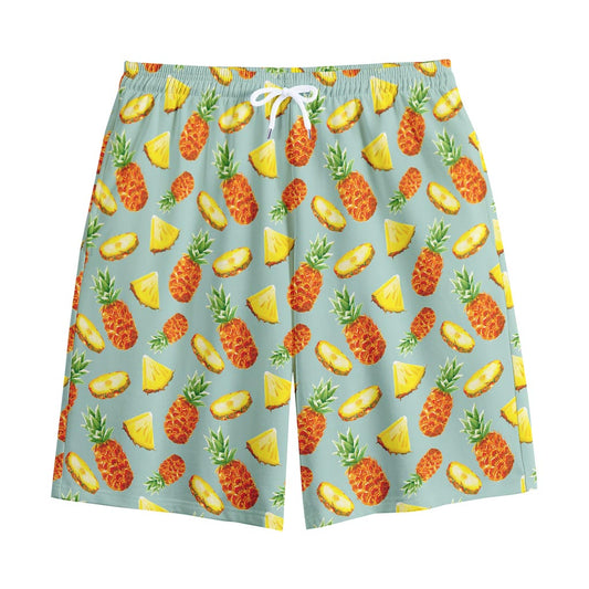 Watercolor Pineapple Pattern Print Cotton Shorts