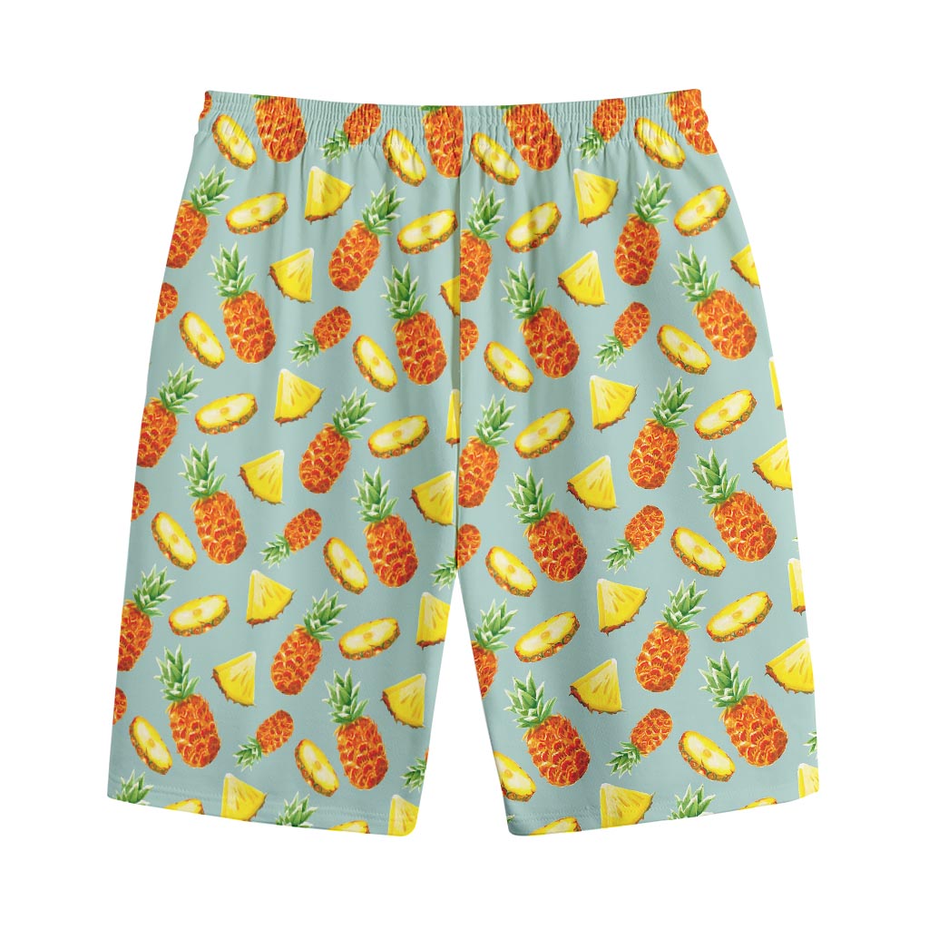 Watercolor Pineapple Pattern Print Cotton Shorts