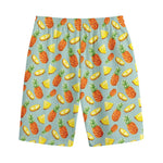Watercolor Pineapple Pattern Print Cotton Shorts