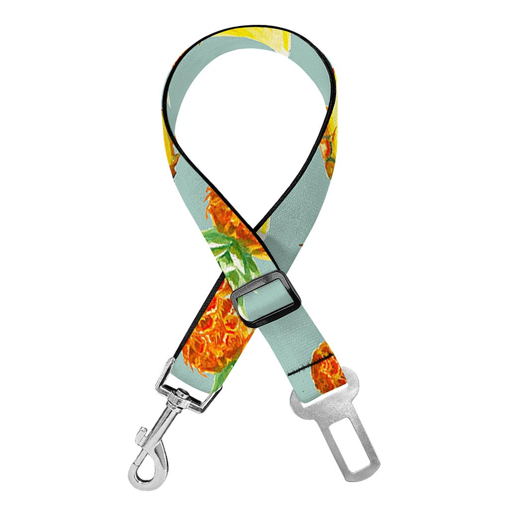 Watercolor Pineapple Pattern Print Dog Seat Belt
