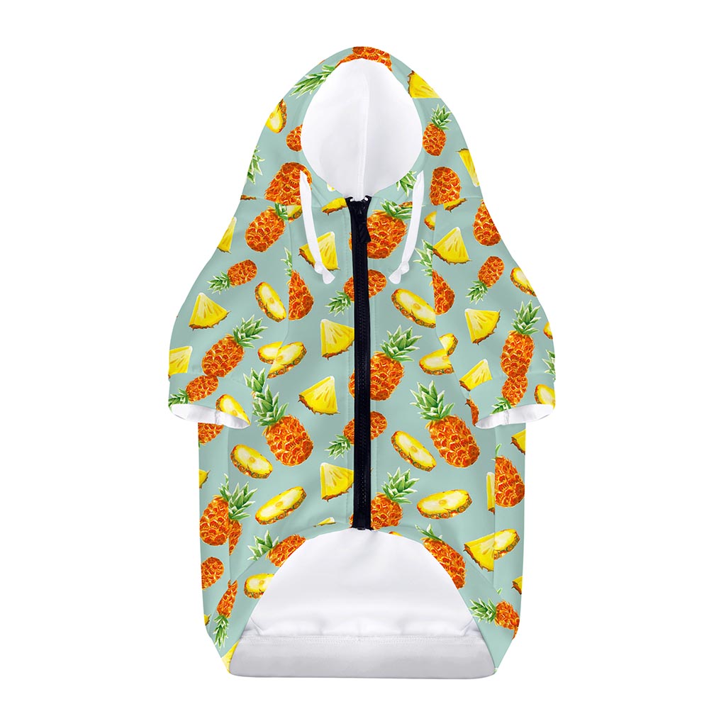 Watercolor Pineapple Pattern Print Dog Zip Up Hoodie