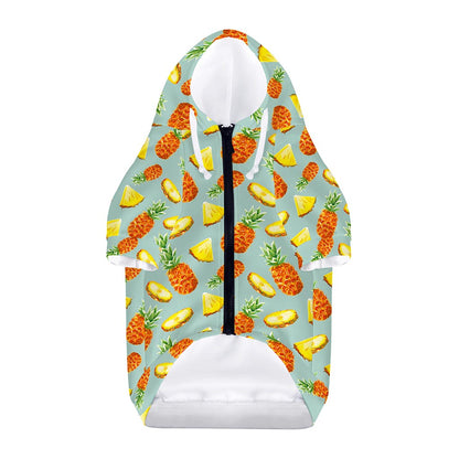 Watercolor Pineapple Pattern Print Dog Zip Up Hoodie