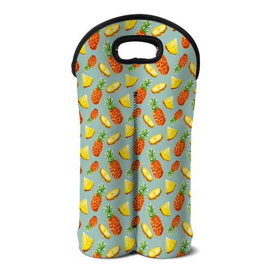 Watercolor Pineapple Pattern Print Double Neoprene Wine Tote