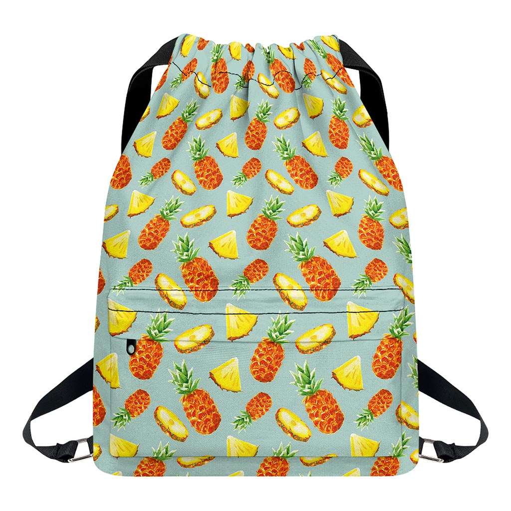Watercolor Pineapple Pattern Print Drawstring Backpack
