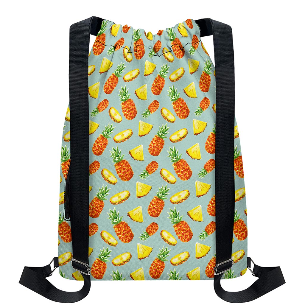 Watercolor Pineapple Pattern Print Drawstring Backpack