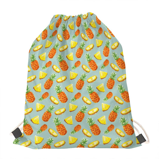 Watercolor Pineapple Pattern Print Drawstring Bag