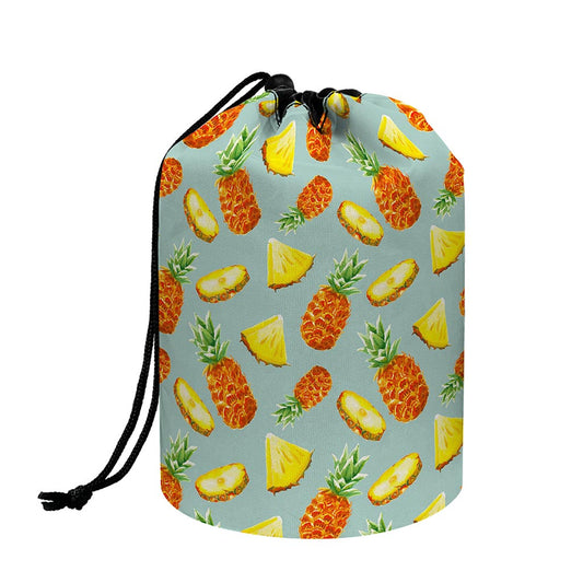 Watercolor Pineapple Pattern Print Drawstring Makeup Bag
