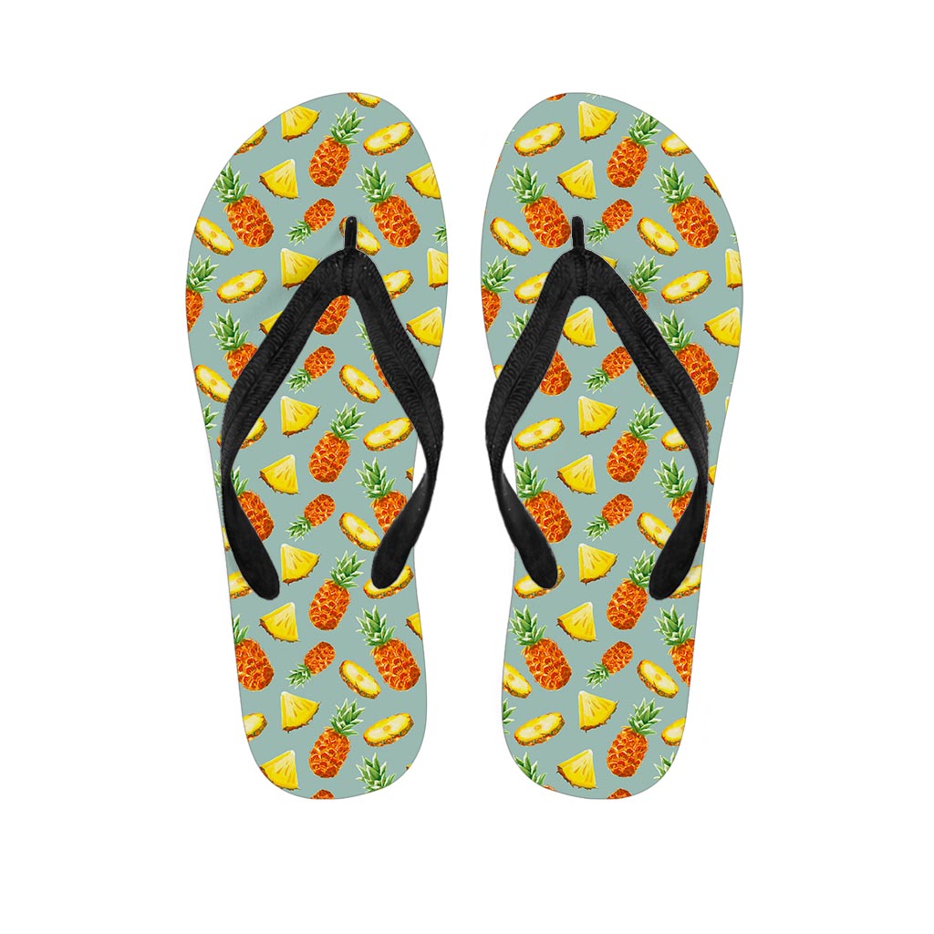 Watercolor Pineapple Pattern Print Flip Flops