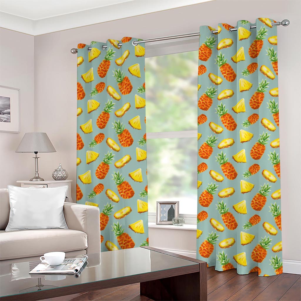 Watercolor Pineapple Pattern Print Grommet Curtains