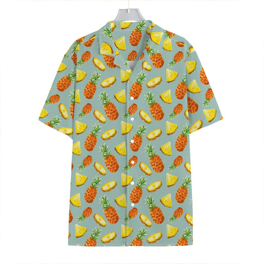 Watercolor Pineapple Pattern Print Hawaiian Shirt