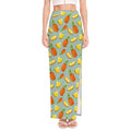 Watercolor Pineapple Pattern Print High Slit Maxi Skirt