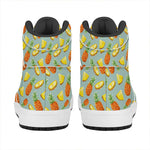 Watercolor Pineapple Pattern Print High Top Leather Sneakers