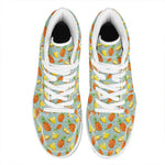 Watercolor Pineapple Pattern Print High Top Leather Sneakers