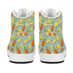 Watercolor Pineapple Pattern Print High Top Leather Sneakers