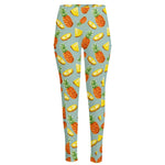 Watercolor Pineapple Pattern Print High-Waisted Pocket Leggings