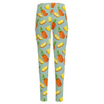 Watercolor Pineapple Pattern Print High-Waisted Pocket Leggings