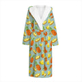 Watercolor Pineapple Pattern Print Hooded Bathrobe
