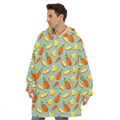 Watercolor Pineapple Pattern Print Hoodie Blanket