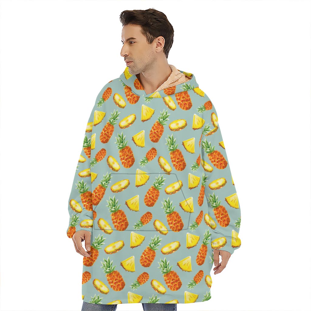 Watercolor Pineapple Pattern Print Hoodie Blanket