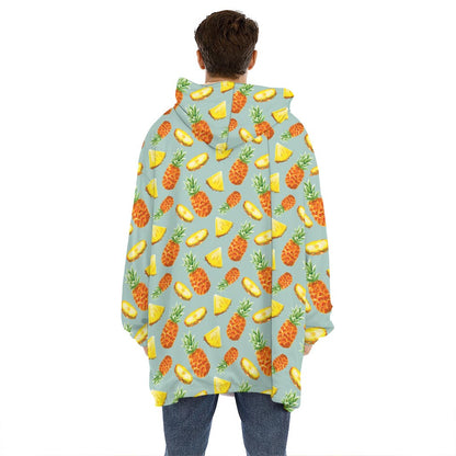 Watercolor Pineapple Pattern Print Hoodie Blanket