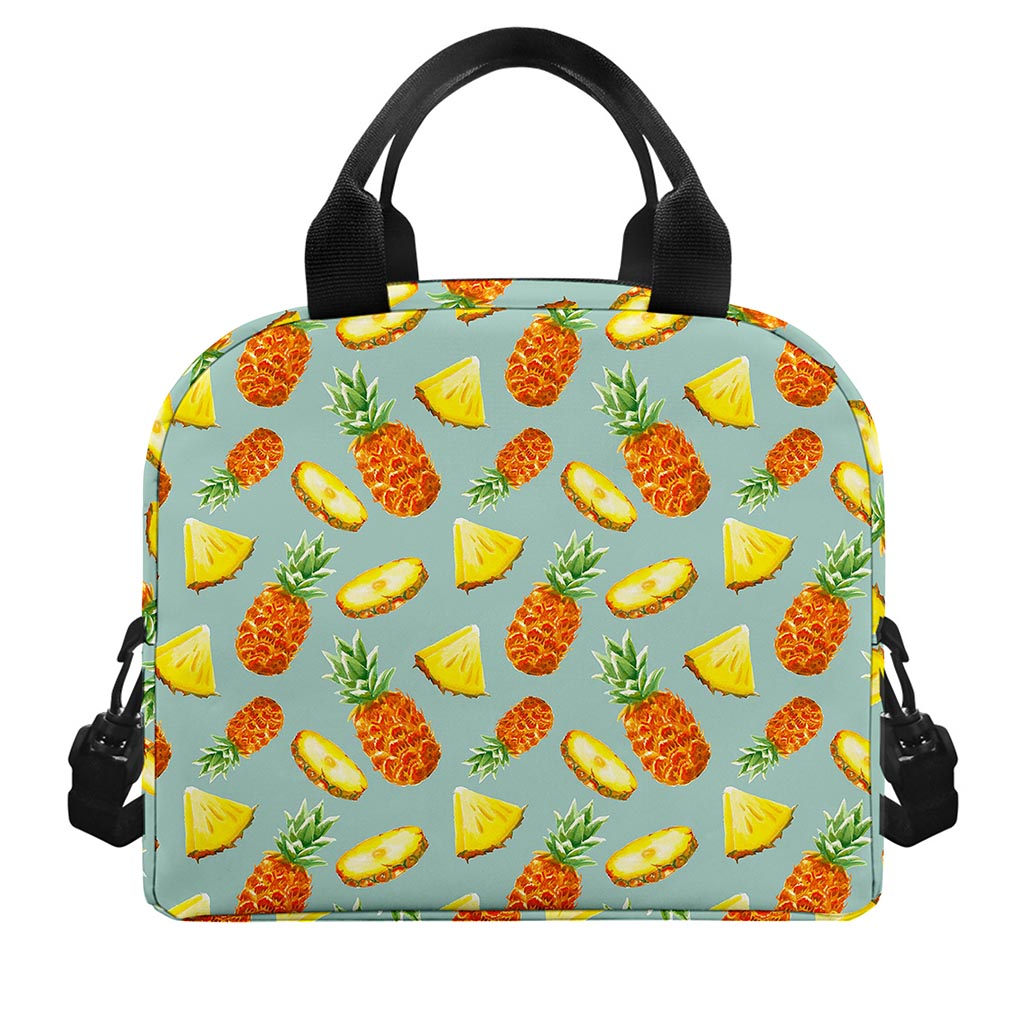 Watercolor Pineapple Pattern Print Insulated Lunch Bag