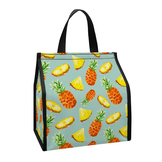 Watercolor Pineapple Pattern Print Insulated Lunch Tote
