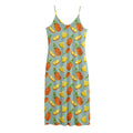 Watercolor Pineapple Pattern Print Jersey Midi Cami Dress
