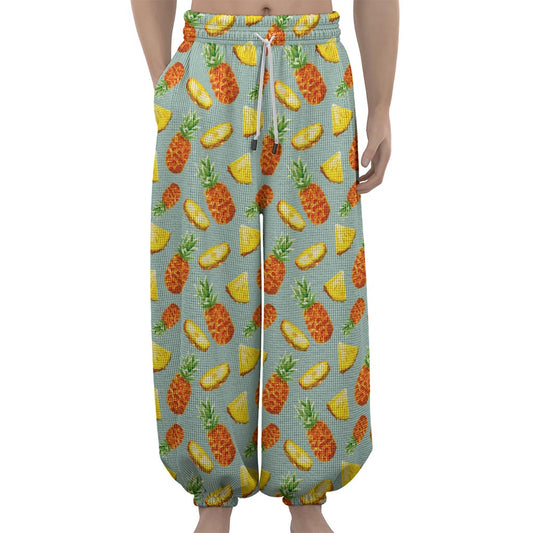Watercolor Pineapple Pattern Print Lantern Pants