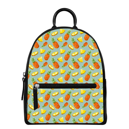 Watercolor Pineapple Pattern Print Leather Backpack