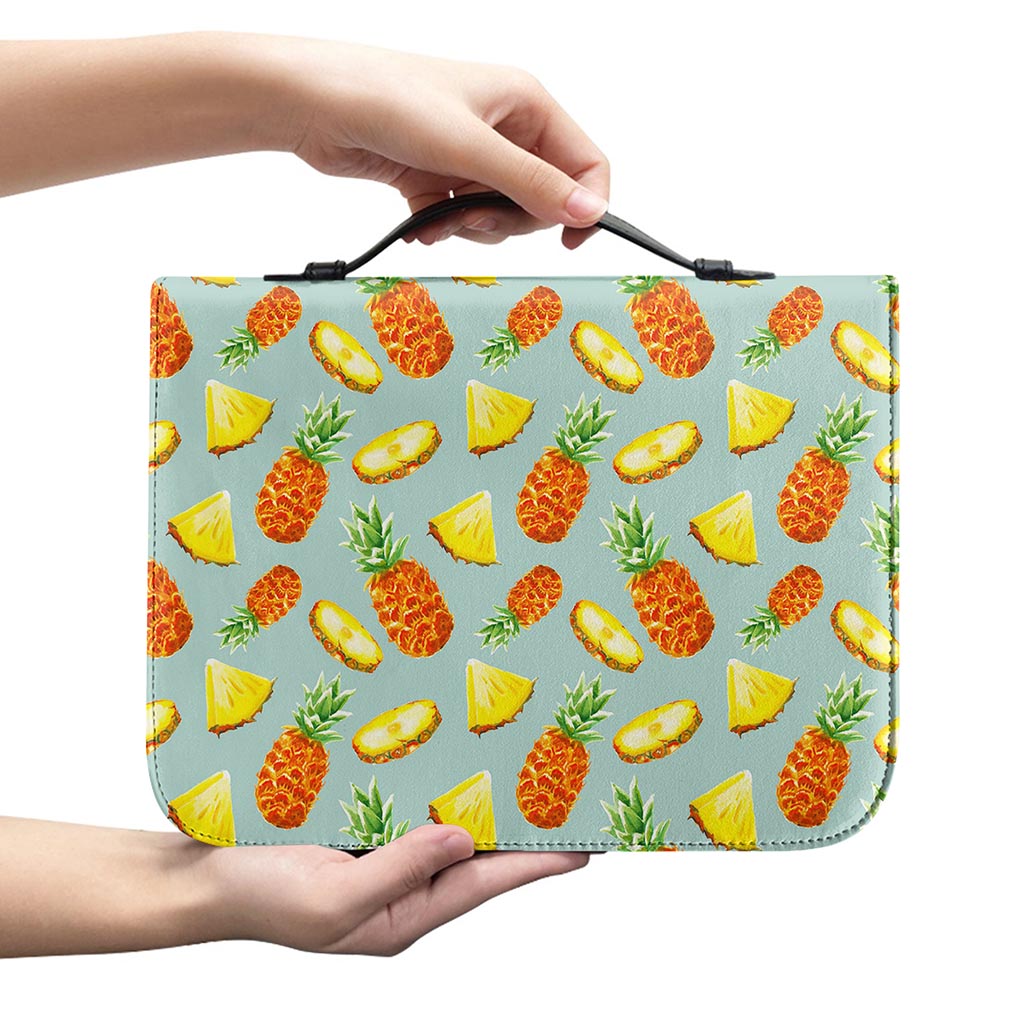 Watercolor Pineapple Pattern Print Leather Bible Cover