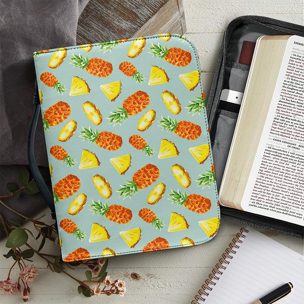 Watercolor Pineapple Pattern Print Leather Bible Cover