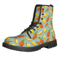 Watercolor Pineapple Pattern Print Lace-Up Boots
