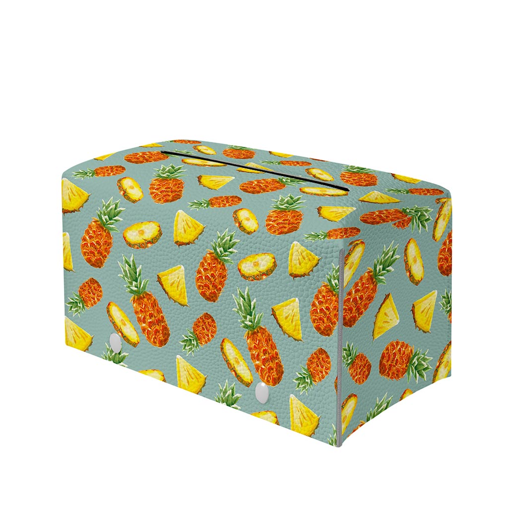 Watercolor Pineapple Pattern Print Leather Tissue Box Cover
