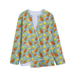 Watercolor Pineapple Pattern Print Long Sleeve Short Coat