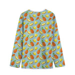 Watercolor Pineapple Pattern Print Long Sleeve Short Coat