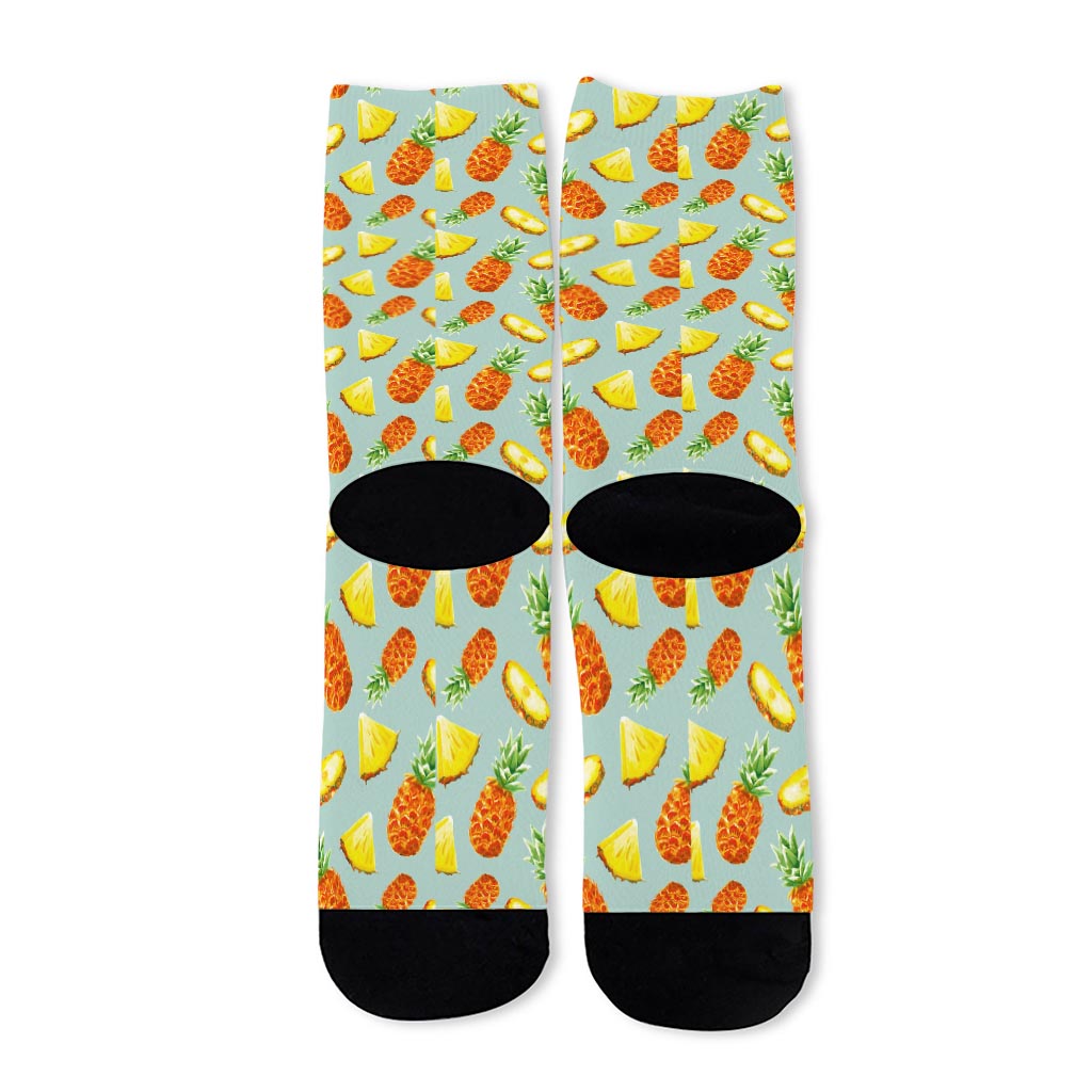 Watercolor Pineapple Pattern Print Long Socks