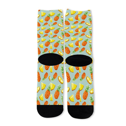 Watercolor Pineapple Pattern Print Long Socks