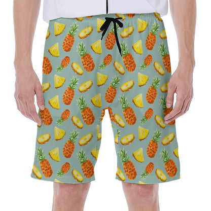 Watercolor Pineapple Pattern Print Men's Beach Shorts