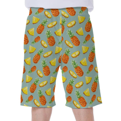Watercolor Pineapple Pattern Print Men's Beach Shorts