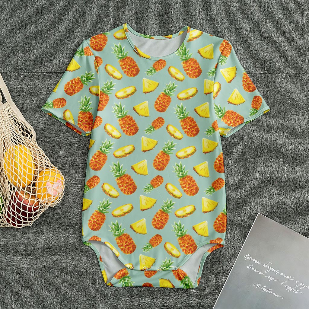 Watercolor Pineapple Pattern Print Men's Bodysuit