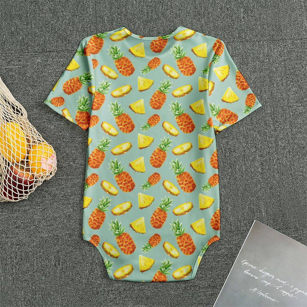 Watercolor Pineapple Pattern Print Men's Bodysuit