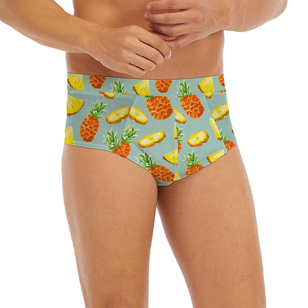 Watercolor Pineapple Pattern Print Men's Briefs