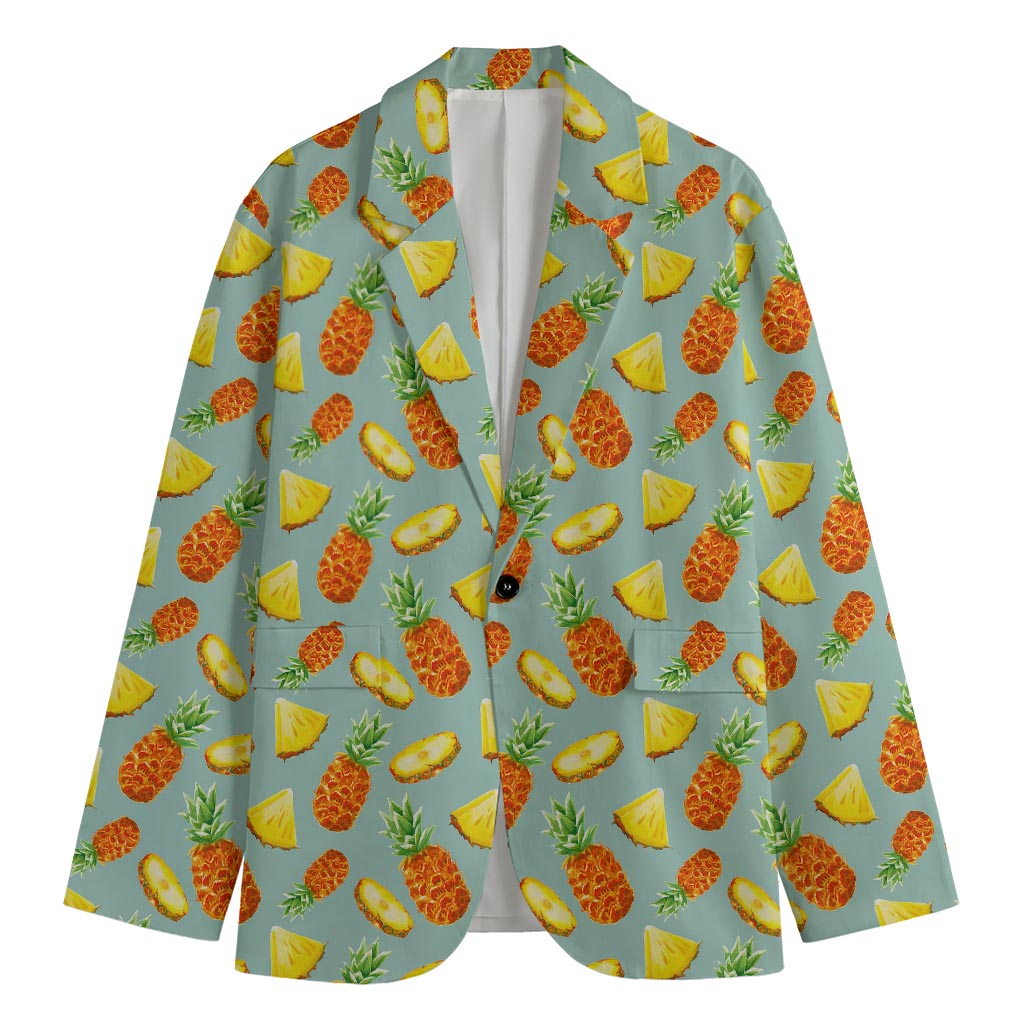 Watercolor Pineapple Pattern Print Men's Cotton Blazer