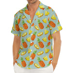 Watercolor Pineapple Pattern Print Men's Deep V-Neck Shirt