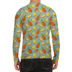 Watercolor Pineapple Pattern Print Men's Long Sleeve Rash Guard